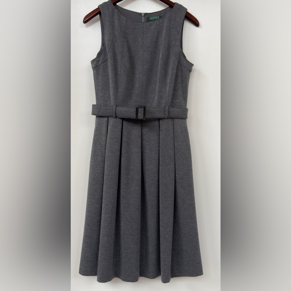 LAUREN by RALPH LAUREN Gray Sleeveless Fit + Flare Dress (size 4) Retail $169